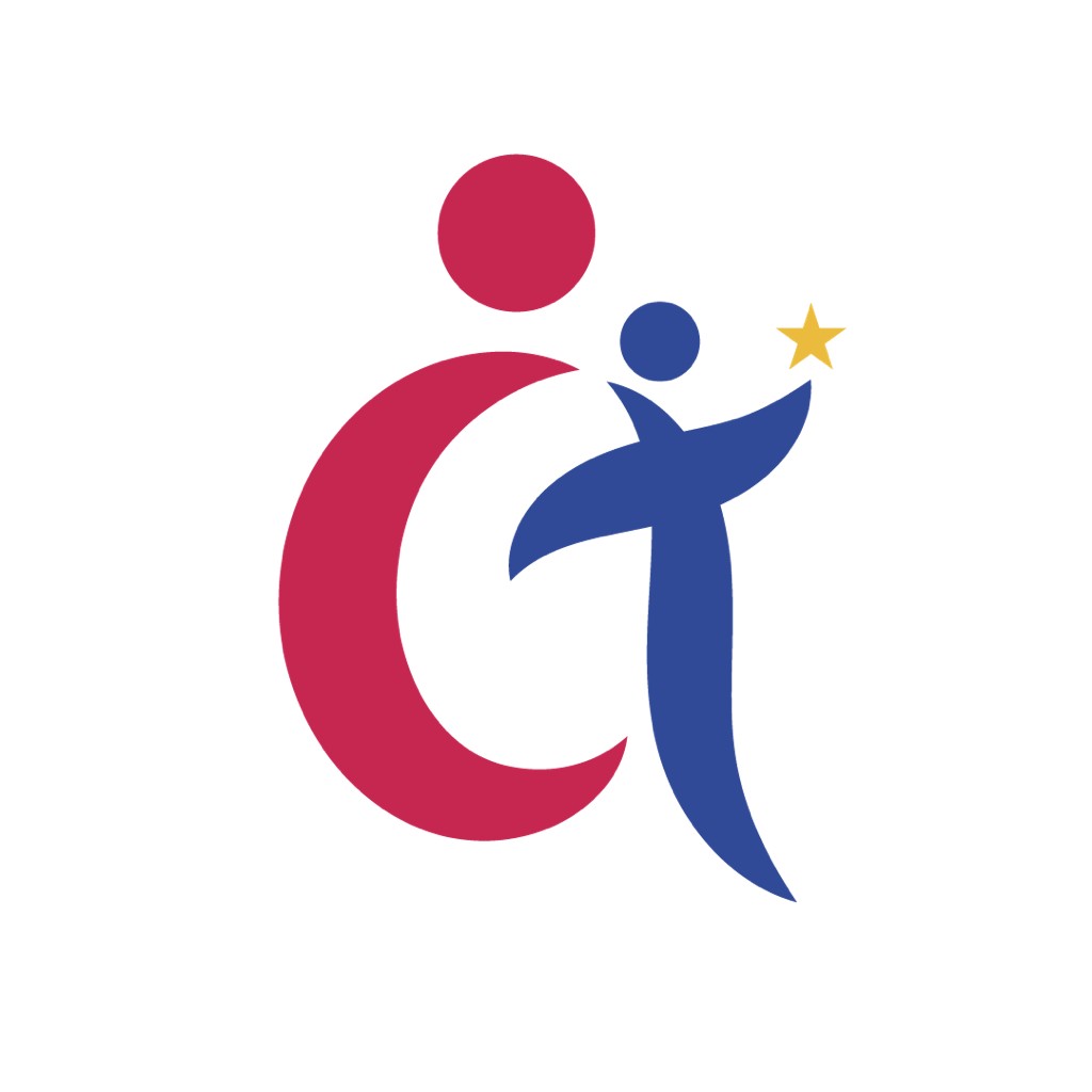 星星指引下的红蓝人形logo设计