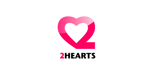 2Hearts Logo设计:简约爱心标志