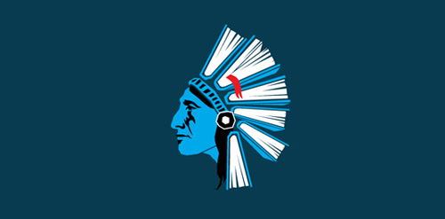 蓝色印第安人头饰logo设计