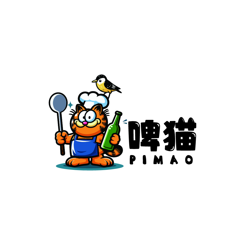 卡通猫厨师logo设计