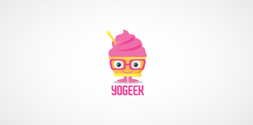 YogeeK logo设计：可爱卡通风格的酸奶品牌标识