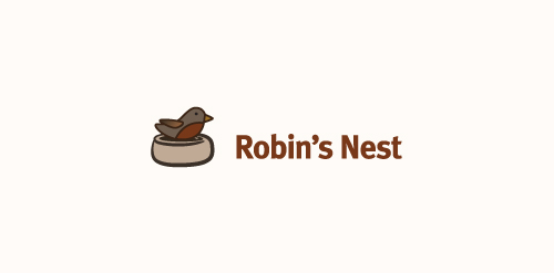 简洁小鸟logo设计:Robin's Nest