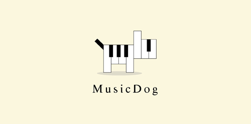 音乐狗logo设计:简约钢琴键创意