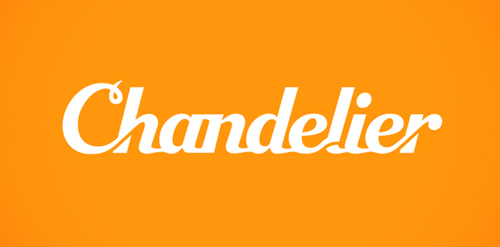 Chandelier Logo设计:简约橙色背景与优雅字体