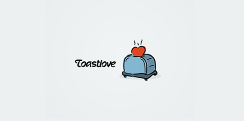 Toastlove logo设计:创意烤面包机标志