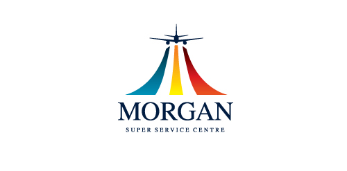 飞机与彩虹设计的Morgan超级服务中心Logo