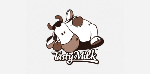 可爱奶牛logo设计:Tasty Milk品牌标识