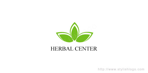 清新自然的草药中心logo设计