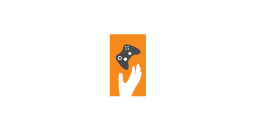 游戏手柄与手掌互动logo设计