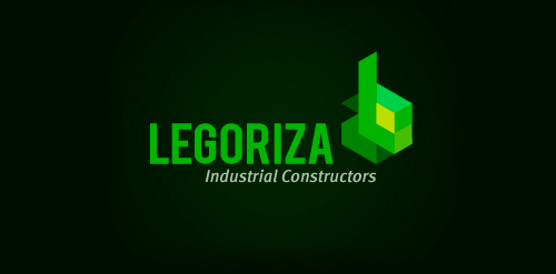 绿色箭头工业建筑logo设计