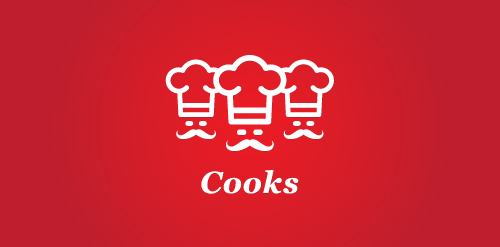 红色背景下的厨师帽Logo设计
