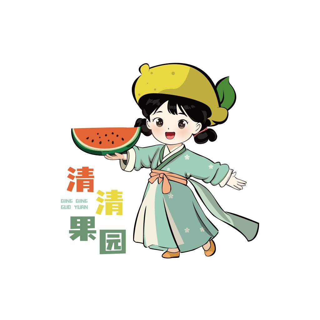 卡通水果女孩logo设计