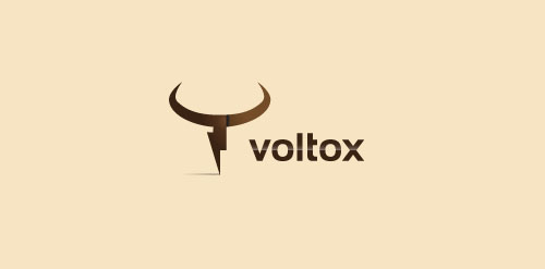 牛角形状的Voltox logo设计