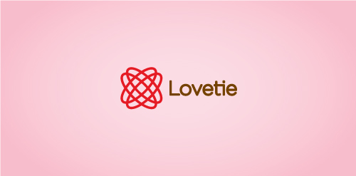 Lovetie logo设计:简约红色心形图案