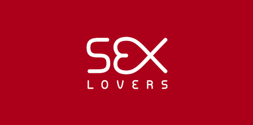 红色背景简约性爱logo设计