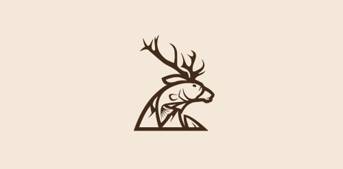 鹿头鱼形logo设计