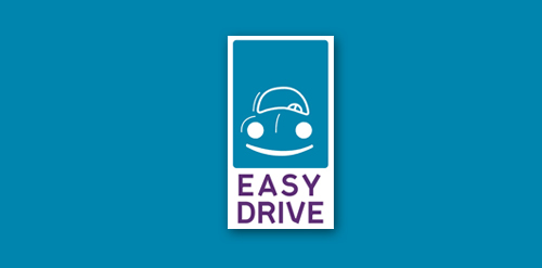 蓝色背景下的Easy Drive logo设计