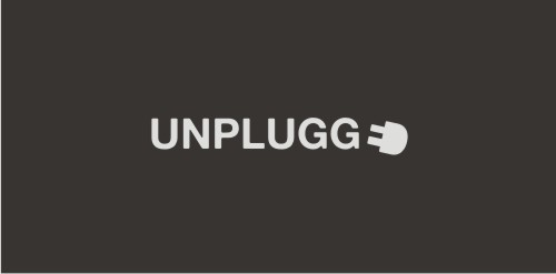 Unpluggg logo设计:简洁现代字体与符号结合