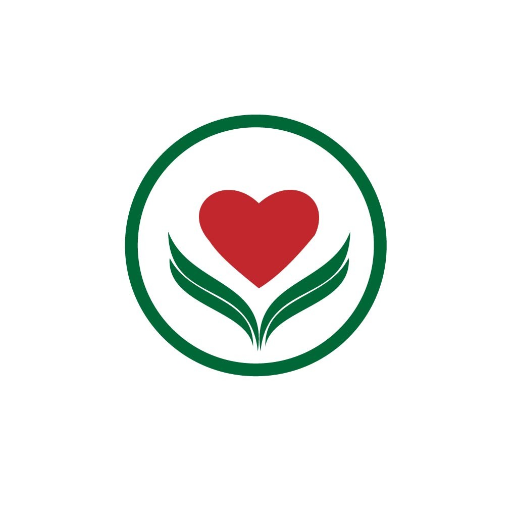 爱心与绿色植物logo设计