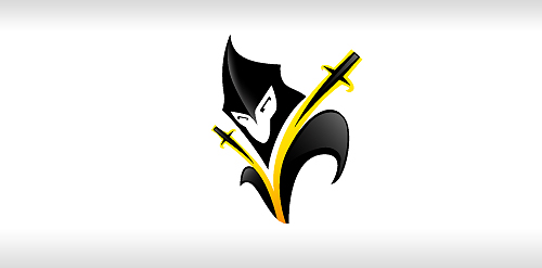 武侠风logo设计:剑与面具的神秘力量