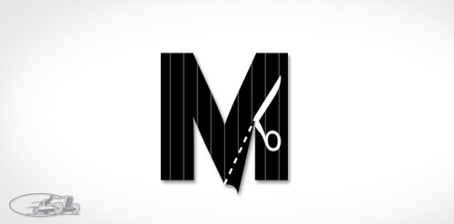 现代简约风格字母M剪刀logo设计