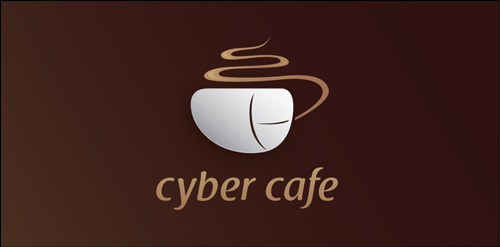 咖啡主题的Cyber Cafe Logo设计