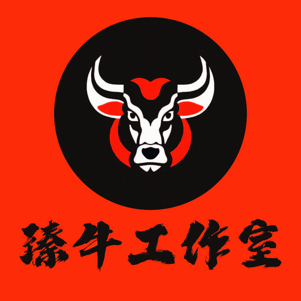 红色背景牛头logo设计