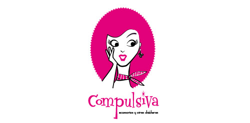 Compulsiva Logo设计:粉色女性头像与文字组合