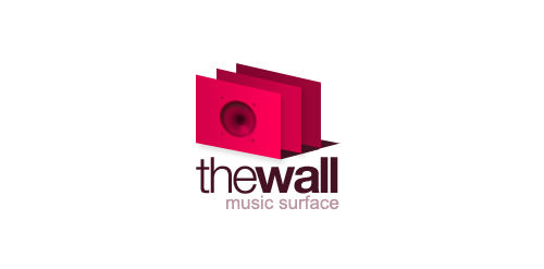 红色立体音乐播放器logo设计