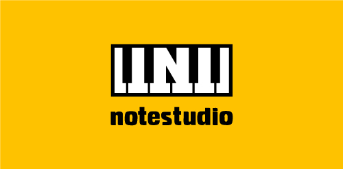 简约钢琴键设计的音乐工作室logo