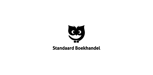 简洁黑白猫头鹰logo设计