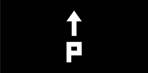 简洁箭头与字母P组合的logo设计