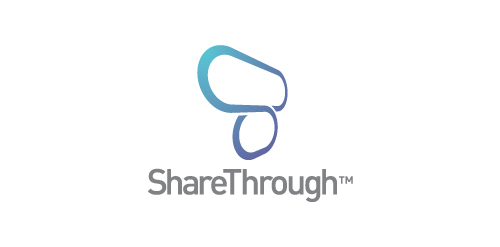 ShareThrough logo设计:简洁云朵形状与品牌标识