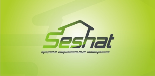 绿色渐变背景下的Seshat建筑材料销售logo设计