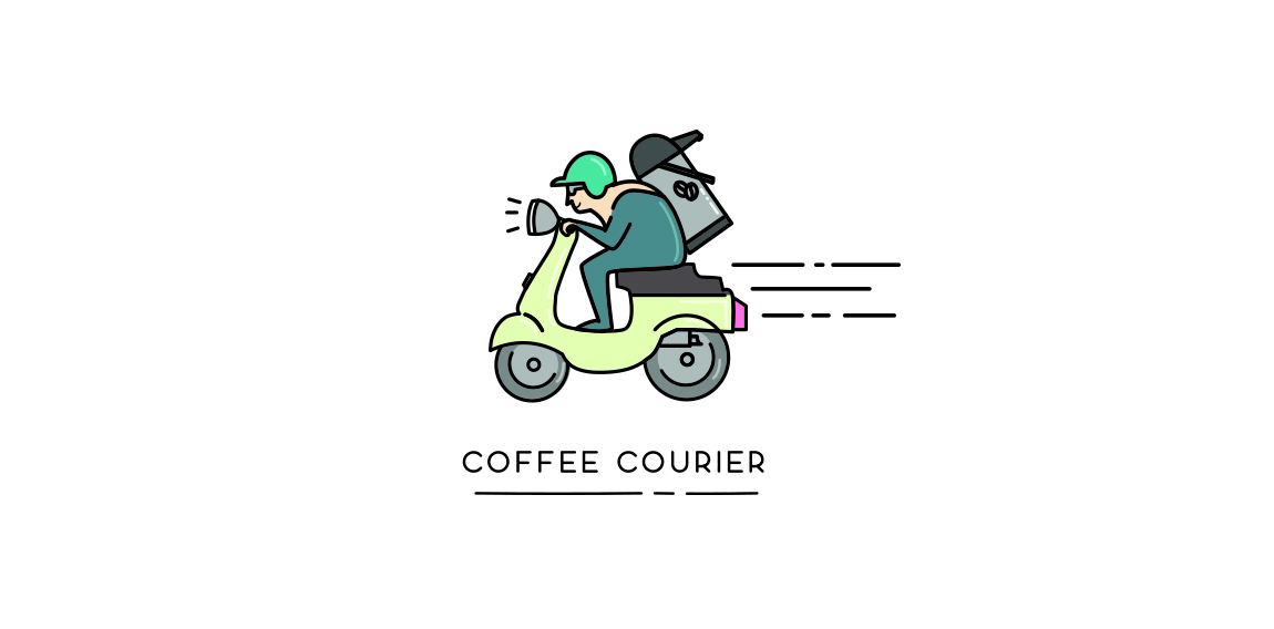 咖啡快递员骑摩托车logo设计