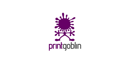 创意喷溅元素的Printgoblin logo设计
