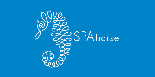SPA horse logo设计:简洁线条与蓝色背景的完美结合