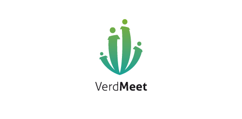 VerdMeet logo设计:绿色团队合作标志
