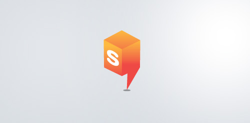 简约橙色立体S字母logo设计