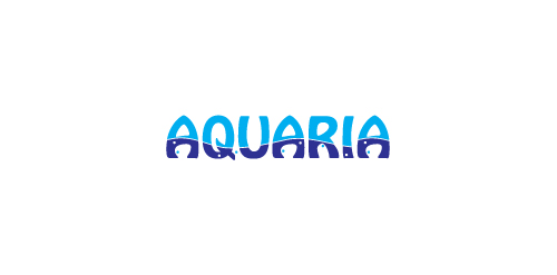水族馆logo设计:蓝色渐变与创意字体