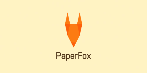 简约几何风格的PaperFox logo设计