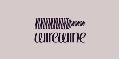 Wirewine logo设计:现代简洁字体与线条结合