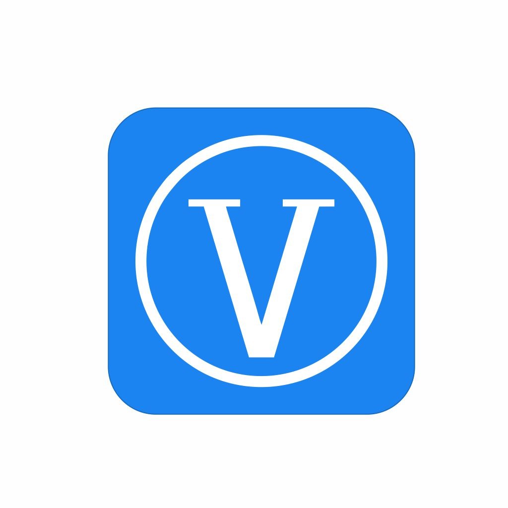简约蓝色方块字母V标志设计