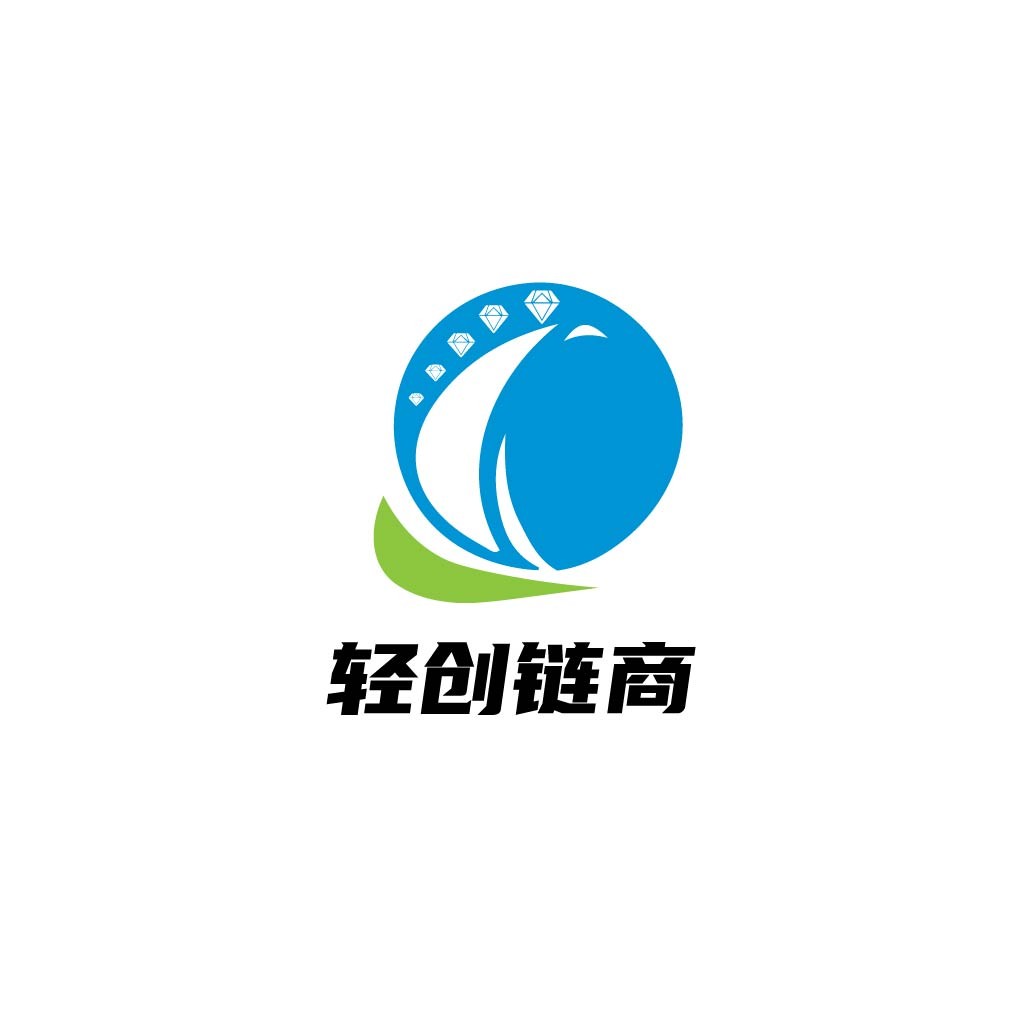蓝色波浪与钻石元素的现代logo设计