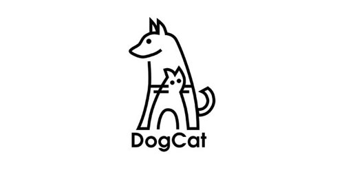 简约线条风格的DogCatCat logo设计