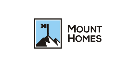 Mount Homes Logo设计:山峰与旗帜的结合