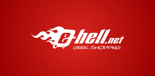 红色火焰风格的e-hell.net logo设计