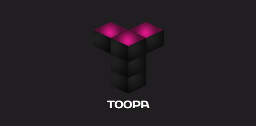 TOOPA logo设计:现代几何图形标识
