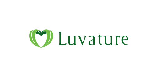Luvature logo设计:绿色心形与自然主题