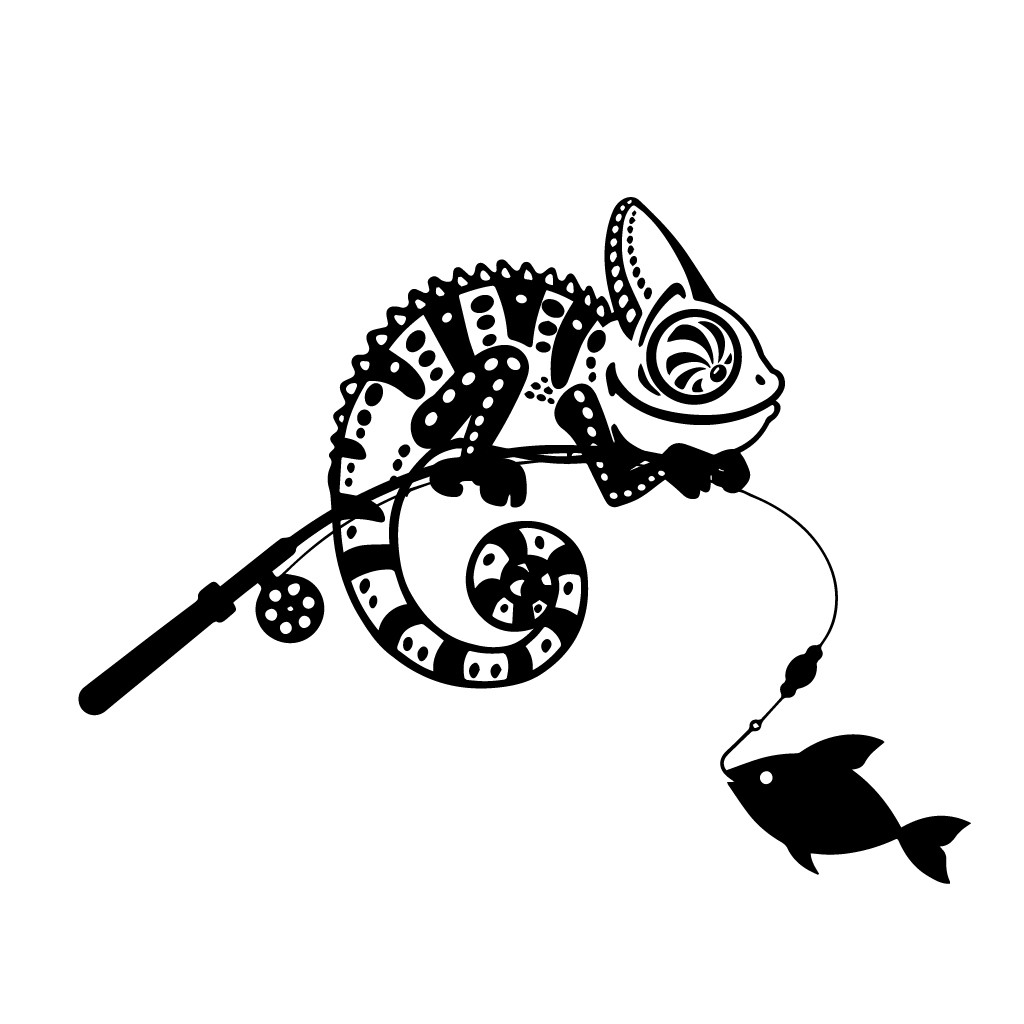 变色龙钓鱼logo设计